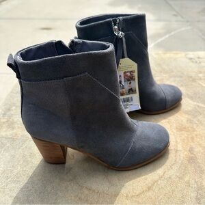 Toms Boots Women’s 6.5 Lunata Suede Leather Gray Heeled Booties NWT